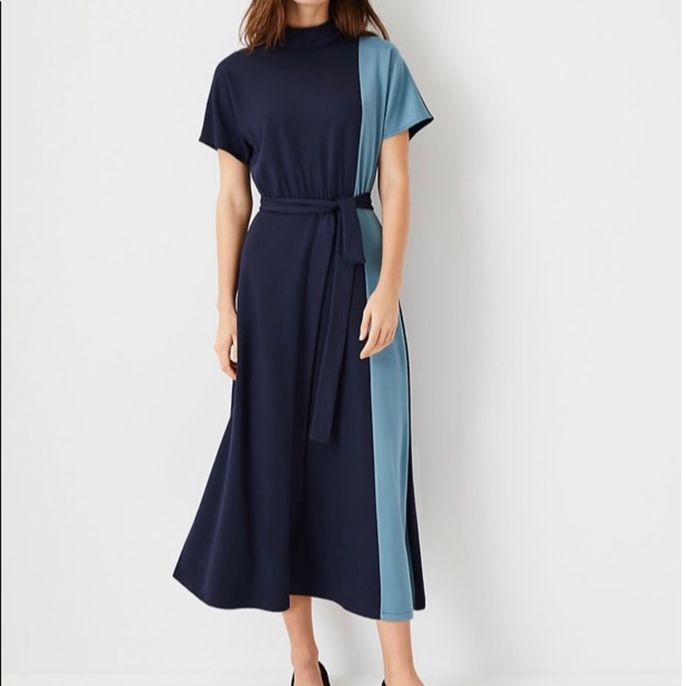 Ann Taylor Two Tone Ponte Midi Dress